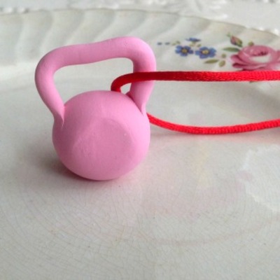 Baby pink kettlebell ornament