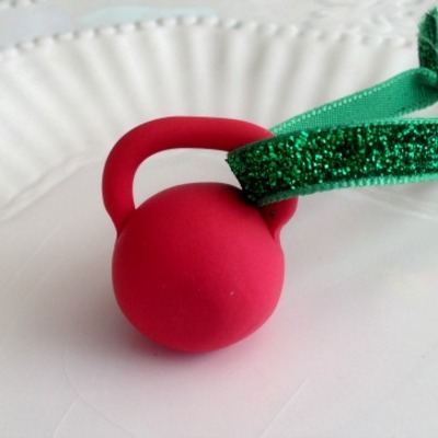 Red kettlebell ornament