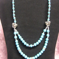 Blue Double Glass Pearl Necklace