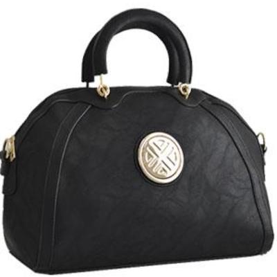 Textured faux leather satchel handbag
