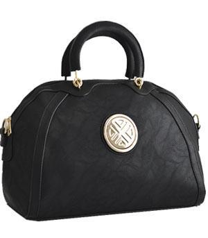Textured Faux Leather Satchel Handbag