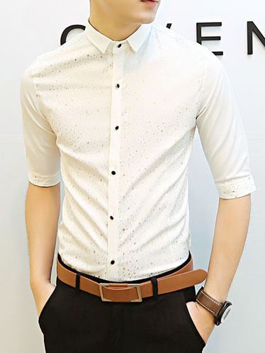 New Fashion Slim Half Sleeves Causal Shirts 907SJ-060-58-White