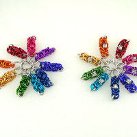 Chainmaille Stitch Markers; bright; multicolored - Thumbnail 2