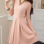 2014 Free Shipping Autumn Ladies Cute Cotton Blends Pleated Above Knee Plain Womens Dresses 023-141202015-4