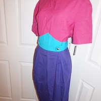 Vintage Pink/Blue/Purple Dress Size L - Thumbnail 3