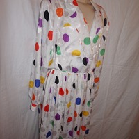 Vintage Jellis White Polka Dot Dress Size XL - Thumbnail 1