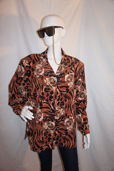 Vintage brown animal print top size 1x