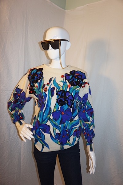 Vintage spree cream floral sweater, s-m