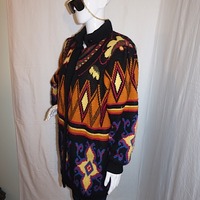 Vintage Aztec Print Coat,  Size 1X - Thumbnail 2
