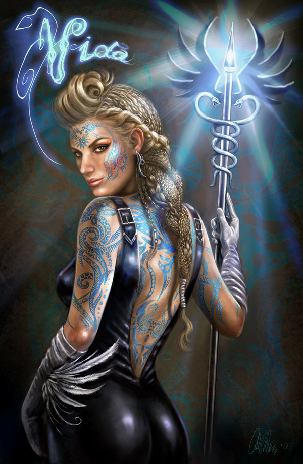 Sci-Fi Fantasy Character Concept Art Female Mage Healer sorceress  "Morgan Jeterix" PinUpp