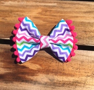 Spring Chevron Pom-Pom Bow