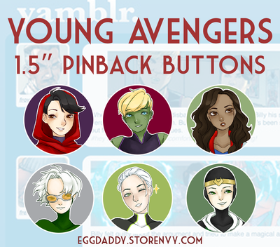 Young Avengers 1.5" Pinback Buttons