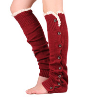 Christmas  Straight Leg Warmers with Button Lace Knitting Socks Leg Sets - Thumbnail 1
