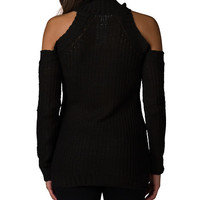 COLD SHOULDER MOCK NECK PULLOVER - Thumbnail 1