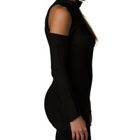 COLD SHOULDER MOCK NECK PULLOVER - Thumbnail 2