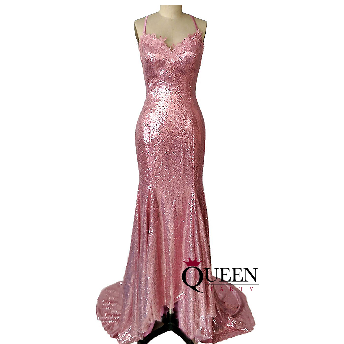 rose gold sequin mermaid prom dress