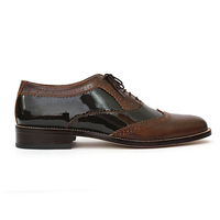 Handmade Oxford Brogue Dress Shoes Boots Men Maroon Shoes - Thumbnail 1