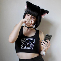 "時間よ止まれ" CROP TANK BLACK - Thumbnail 1