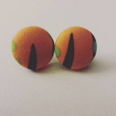 Orange shark fin earrings