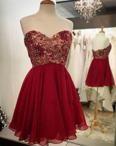 Sweetheart Pretty Lace A-Line Short Prom Dress,Homecoming Dress,Graduation Dress F16