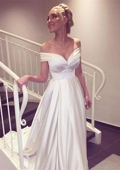 WD07 Off the shoulder Charming Wedding Dresses,A-Line Long Train Wedding Dress Custom Made Wedding Gown,