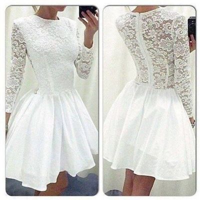 Long sleeve lace short prom dress,homecoming dress,graduation dress,party dress f27