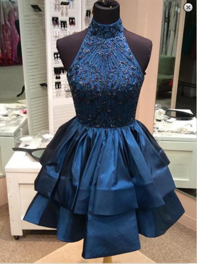 Halter Short Prom Dress,Homecoming Dress,Graduation Dress,Party Dress F34