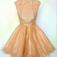 Gold Tulle Short Prom Dress,Homecoming Dress,Graduation Dress,Party Dress F35 - Thumbnail 1