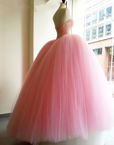 Pink Beading Sweetheart Lace-up Long Prom Dress/Prom Gown/Evening Dress BG26