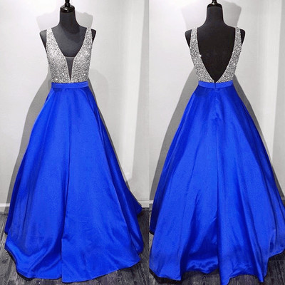 Backless Satin Long Prom Dress,Prom Dress,Evening Dress,Prom Dresses,BG219