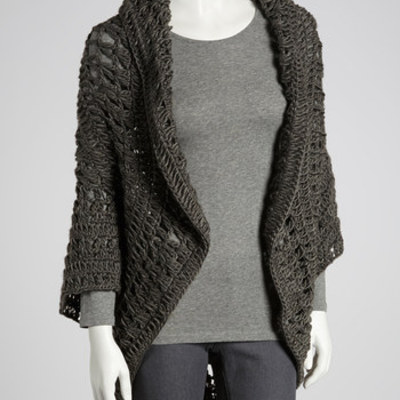 Gray-crocheted shrug 