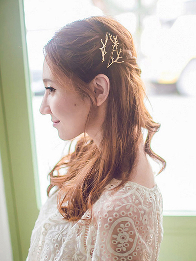 1 Piece. Whimsical Woodland Tree Branch Gold Hair Pin Bobby Pin. Woodland Wedding Hair Piece