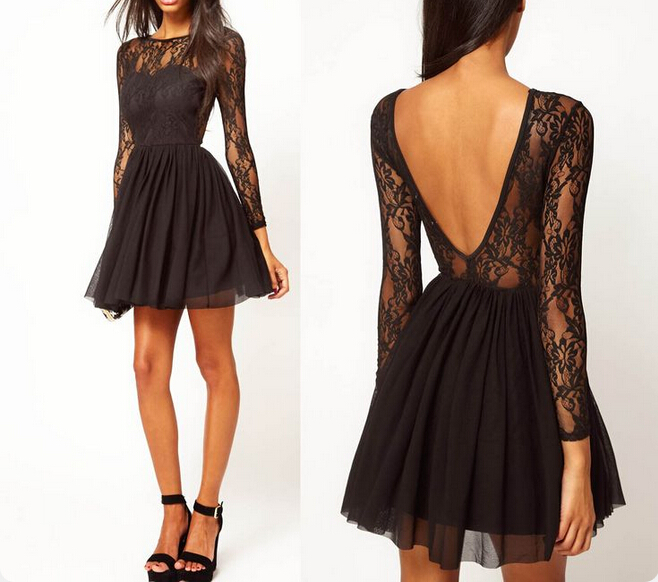 short black lace prom dress