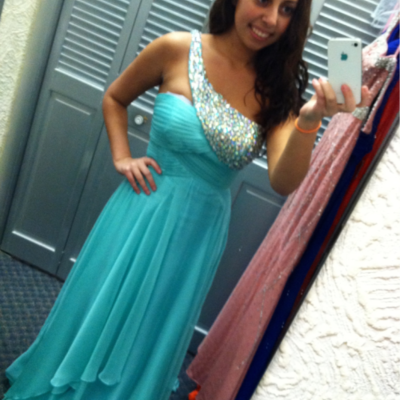 One shoulder long chiffon prom dresses crystals women party dresses - Thumbnail 4