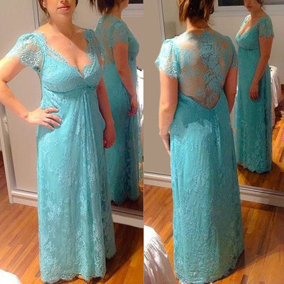 Cap sleeves long lace prom dresses floor length women dresses - Thumbnail 3