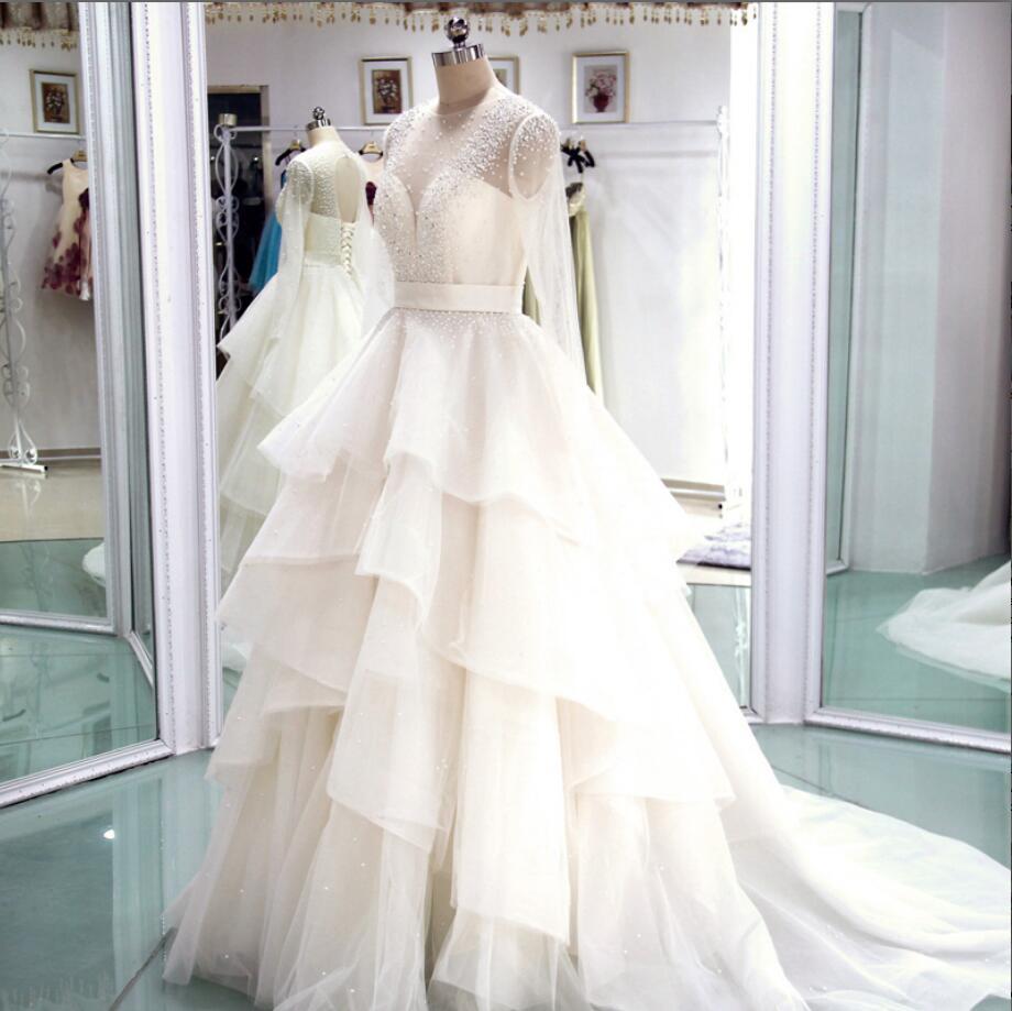 long sleeve organza wedding dress