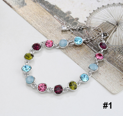  Handmade Fashion Jewelry Cute Lovely Multi Color Crystal Rhinestone Bracelet for Women Girls