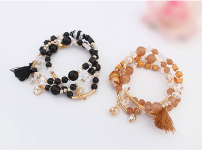  Handmade 3 Pieces Bracelet Set Gemstone Crystal Bracelet Cute Lovely Multi Strand Bracelet for Women Girls