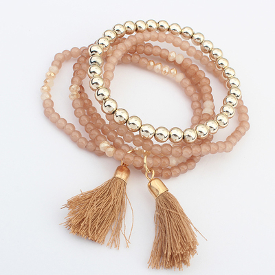 handmade 5 pieces bracelet set cute lovely beaded tassel multi strand bracelet for women girls