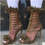 Tassels Stiletto Heel PU Peep-toe Zipper High Heels Sandals Pumps Q-0086-2