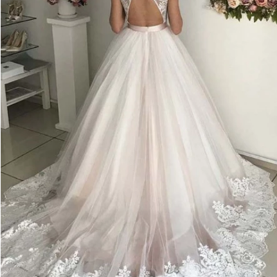 Deep v neck sleeveless backless wedding dresses lace appliques bridal gown,17