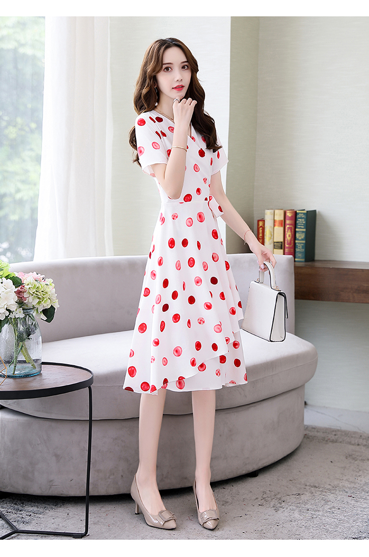 white dress red dots
