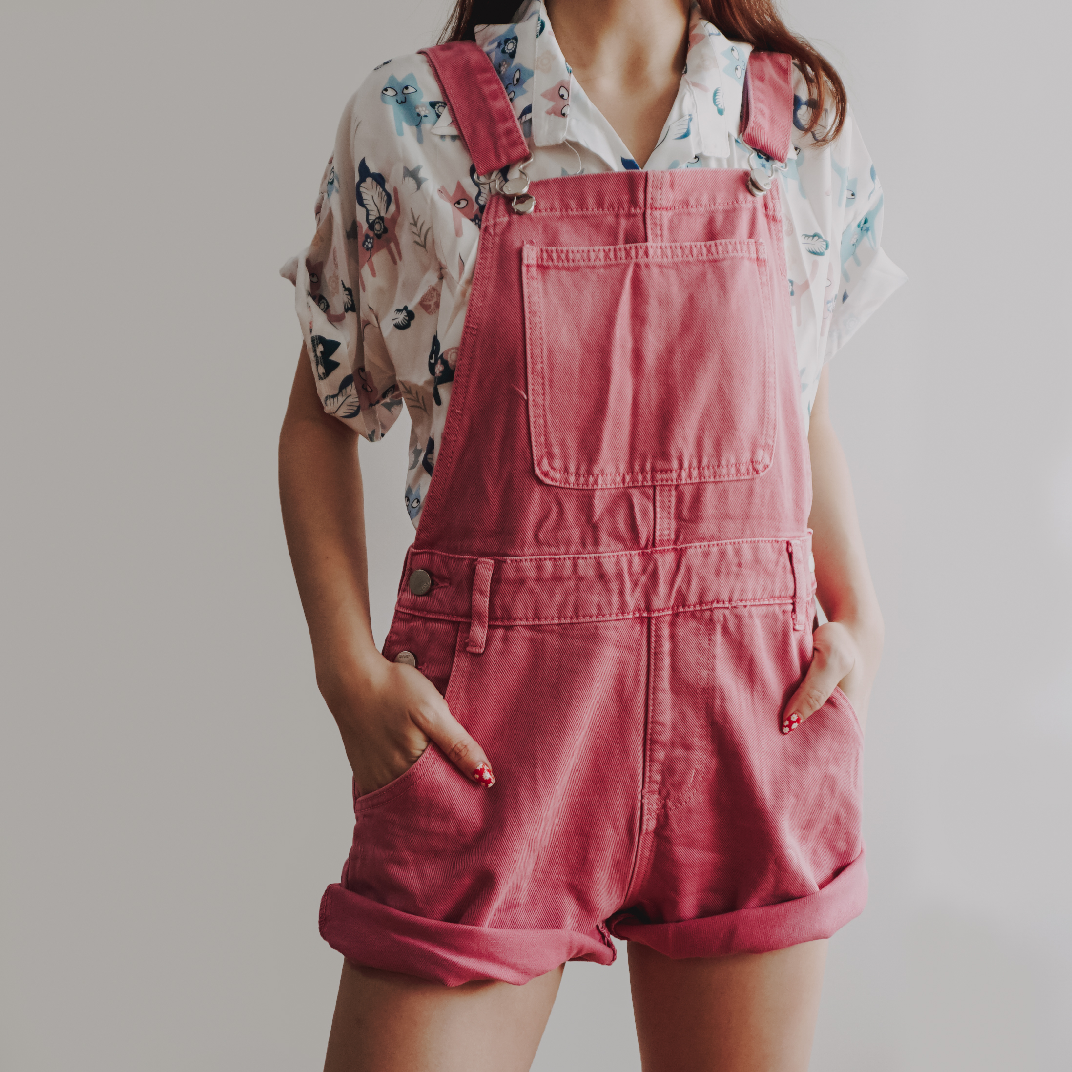 High waisted short overalls Clearance