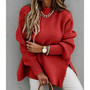 Women Solid Color High-Necked Knit Sweater-4