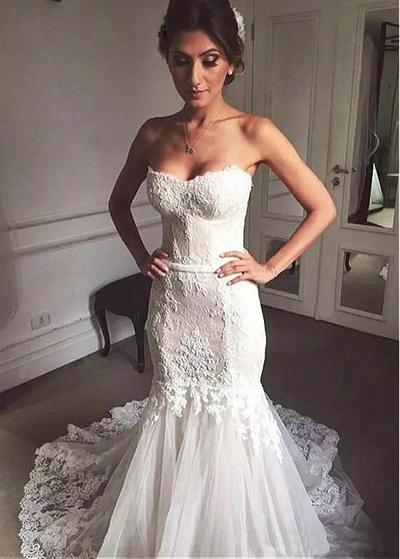 Fantastic Tulle amp Lace Sweetheart Neckline Mermaid Wedding Dress With 