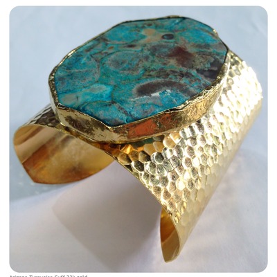 Arizona turquoise cuff bracelet 24k gold plated