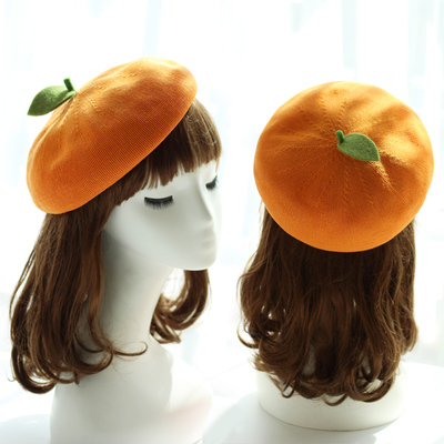 Cute wool orange apple fruits beret hat