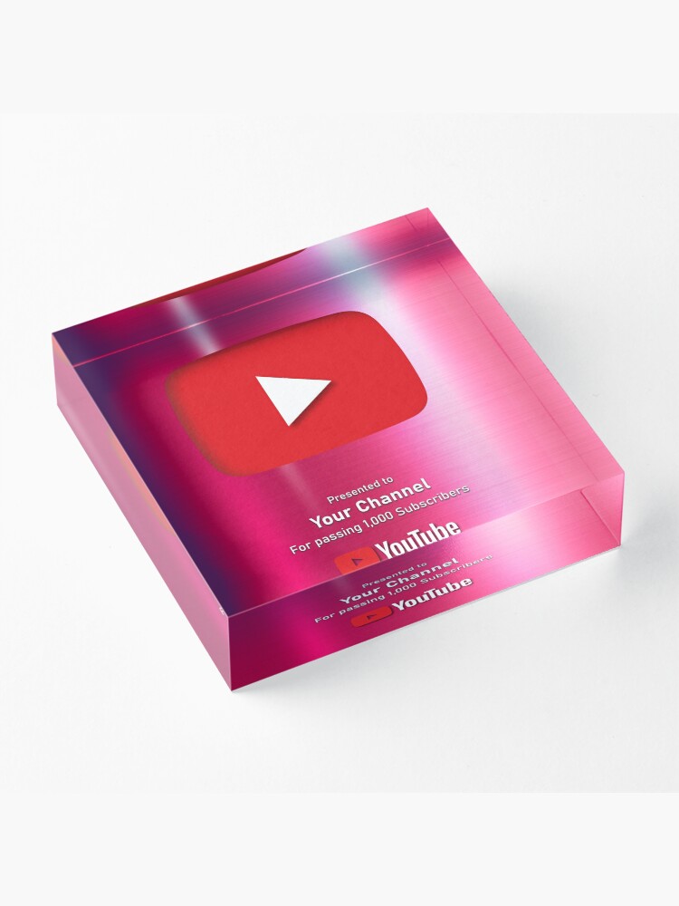YouTube Award Plaque with the Pink Creator Play Button for your You Tube Channel · custom design